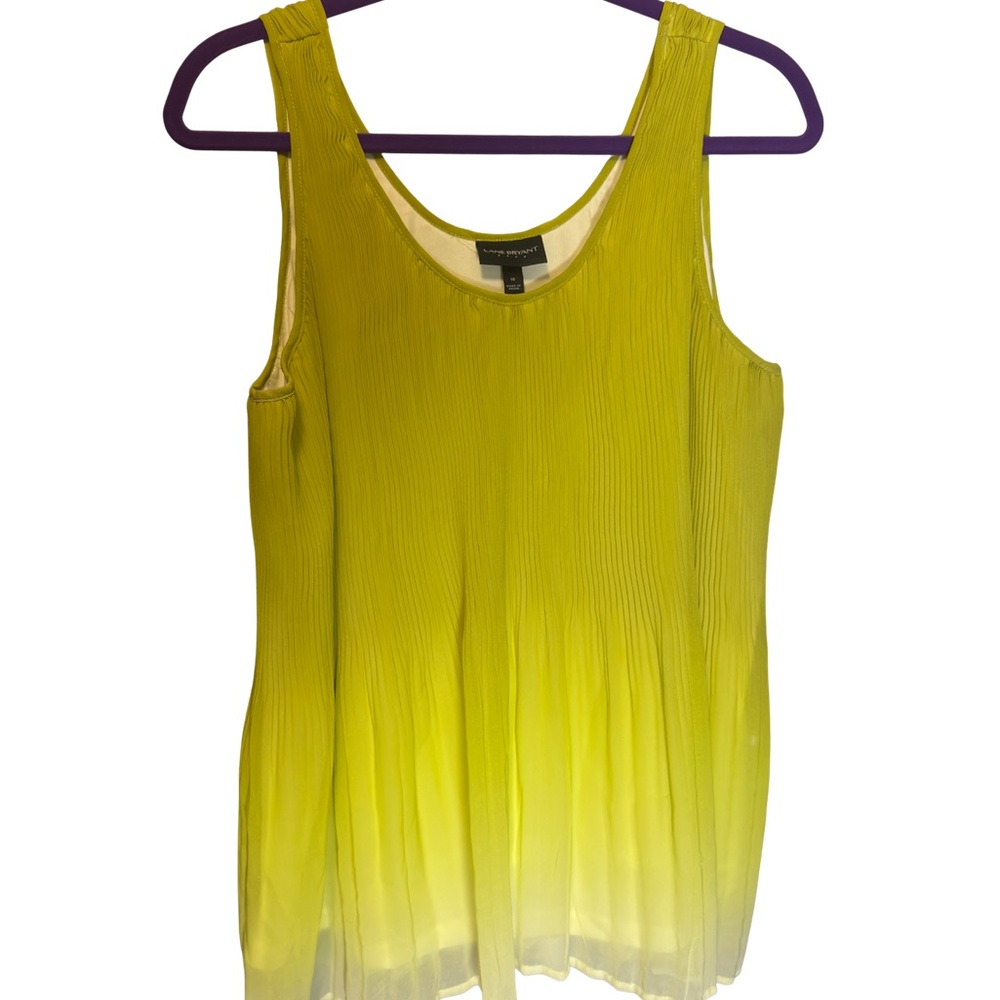 Lane Bryant Ombré Lime Green Pleated Tank Top (0298)